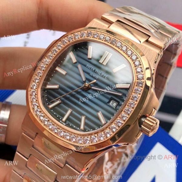 Swiss Replica Patek Philippe Nautilus 5711 Rose Gold Blue Watches 7