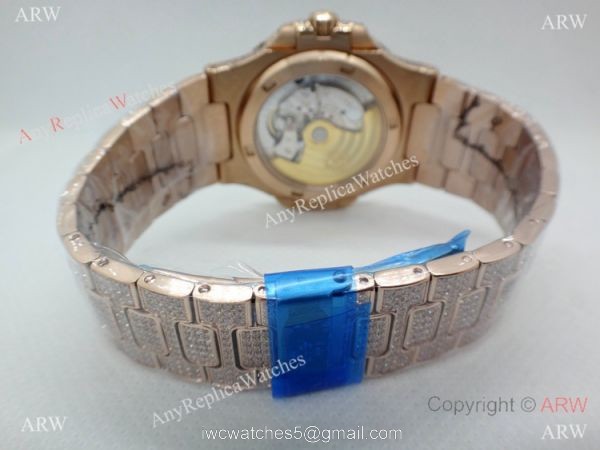 Highest Quality Patek Philippe 5719 Nautilus Jumbo Watch Rose Gold Full Diamond 7