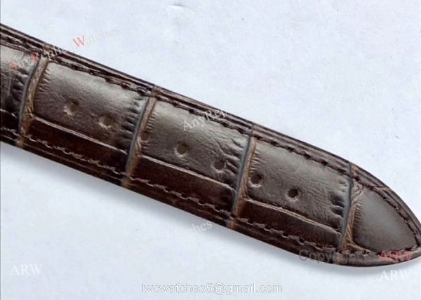 Swiss Grade Patek Philippe Power Reserve Watches Rose Gold Brown leather Strap 7
