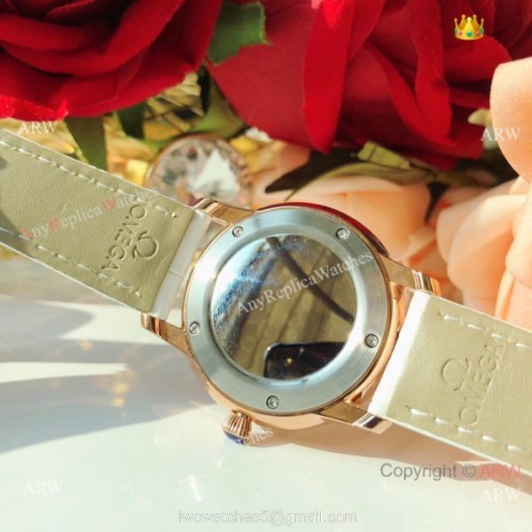 Omega ladymatic Diamond Watches New Replica Omega Watch White Face Rose Gold 7