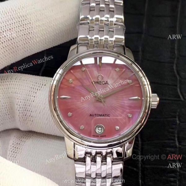 Replica Omega Women Watches Stainless Steel White Mother of Pearl Dial 7