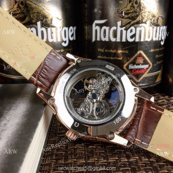 Best Replica Omega Rose Gold Hollow Dial Watches 7