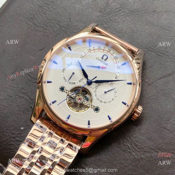 Best Quality Omega Tourbillon Rose Gold Watch Men Size 7
