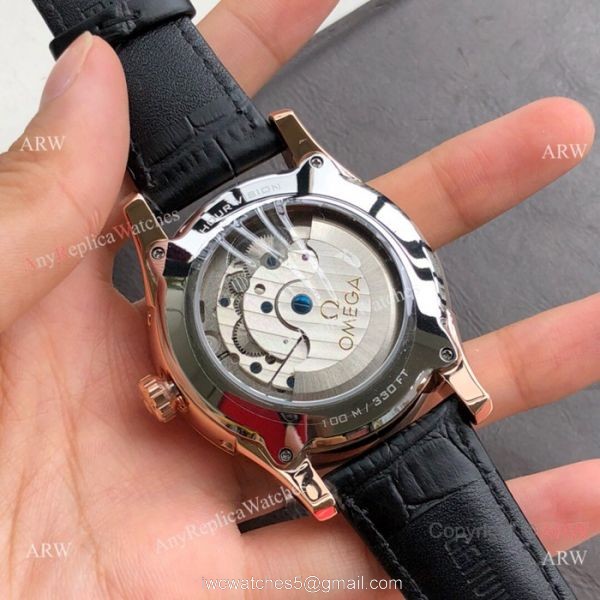Replica Omega Tourbillon All Black Leather Strap Watches 43mm 7