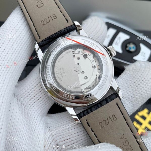 Clone Omega De Ville SS Black Leather Strap Watches 42mm 7