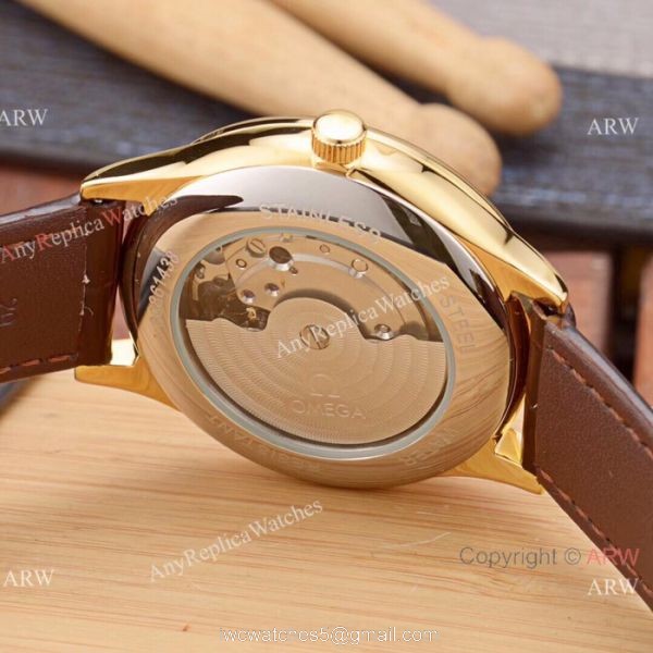 New Replica Omega Constellation 41mm Watch SS Black Leather Strap 7
