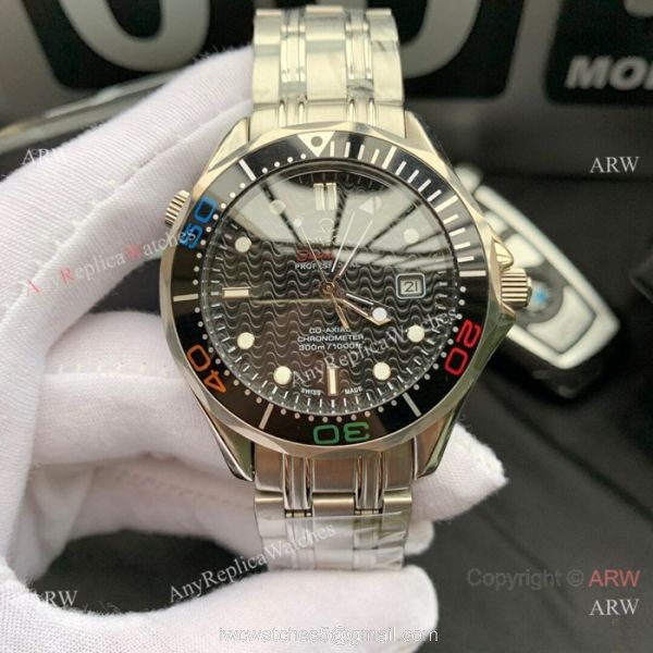 Omega Replica Watches James Bond Stainless steel Colorful bezel 7
