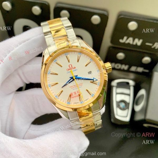 Omega Seamaster AQUA TERRA 8215 Two Tone Watch Swiss Copy 7