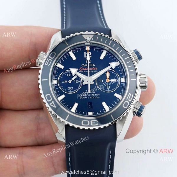 Replica Omega Seamaster 600m SS Blue Rubber Strap Watch Swiss 9300 Movement 7