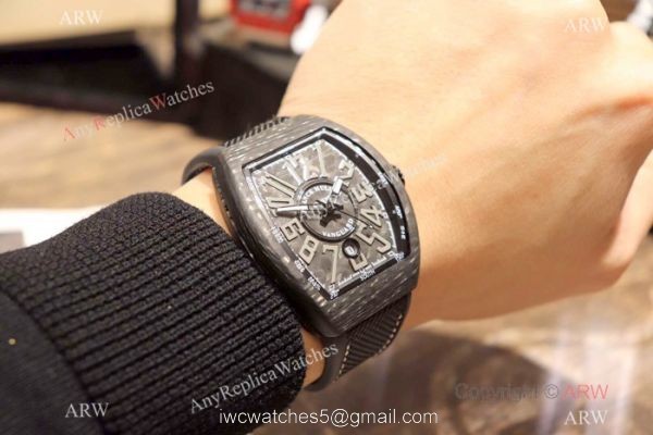 Copy Franck Muller Vanguard Automatic Watches Carbon Fibre Yellow Marker 7