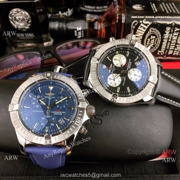 Copy Breitling COLT Chronograph Watches SS Brown Leather Strap 7