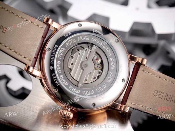 Patek Philippe Calatrava 42mm Copy Watches SS White Moonphase Dial 7