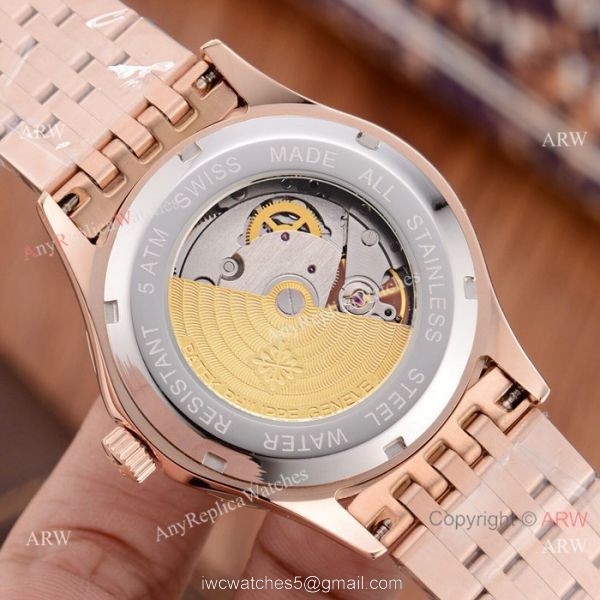 New Style Copy Patek Philippe Moon phase Watch Rose Gold 41mm Case 7