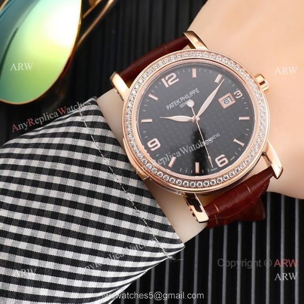 New Style Patek Philippe Calatrava Gray Dial Rose Gold Watches 7