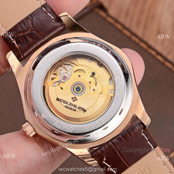 Copy Patek Philippe Calatrava White Face Rose Gold Men Watch Low Price 7