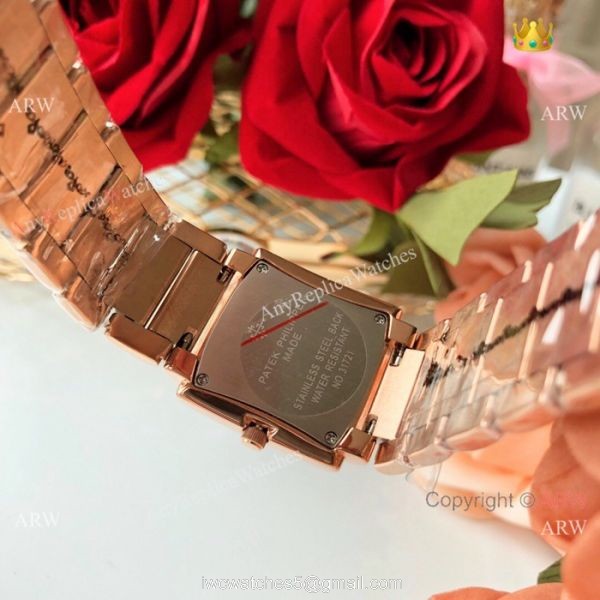Copy Patek Philippe Twenty-4 Lady Watches Rose Gold Brown Dial -Swiss Quality 7