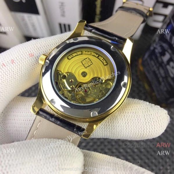 AAA Replica Patek Philippe Calatrava Watches Gold Case White Dial 7