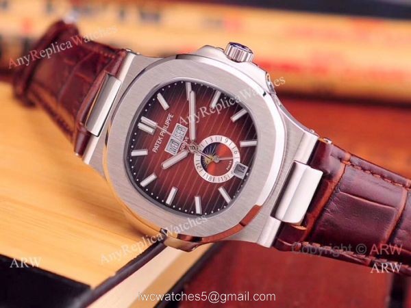 Fake Patek Philippe Nautilus Annual Calendar Man Watch Stainless Steel Blue Face 7