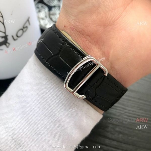 Cartier Tank Moonphase Men Wristwatch Rose Gold Black Dial 7