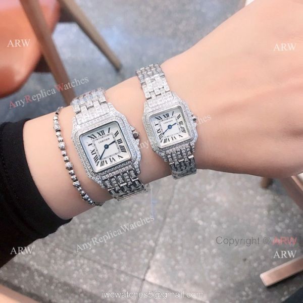 Copy Cartier Panthere de Iced Out Watches Stainless Steel 7