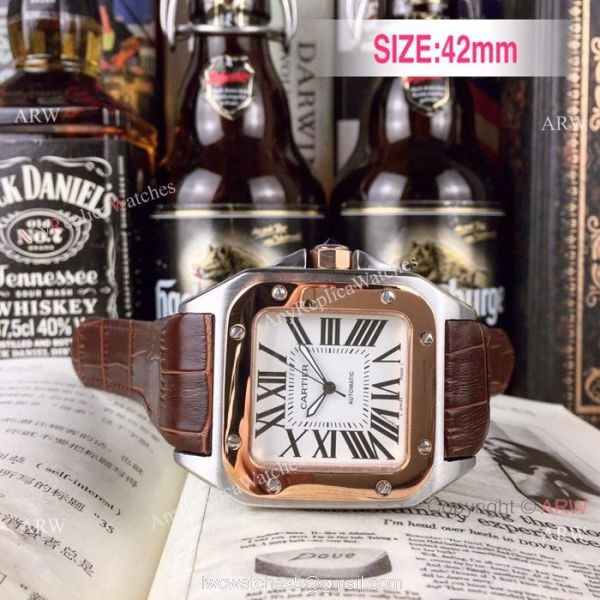 Cartier Santos 100th Anniversary Rose Gold Replica watch for Sale 7