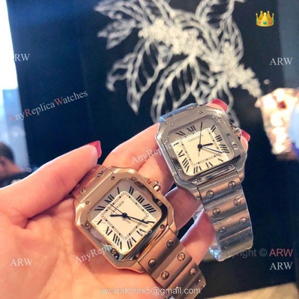 New Cartier Santos Rose Gold Quartz Watch Best Replica 7