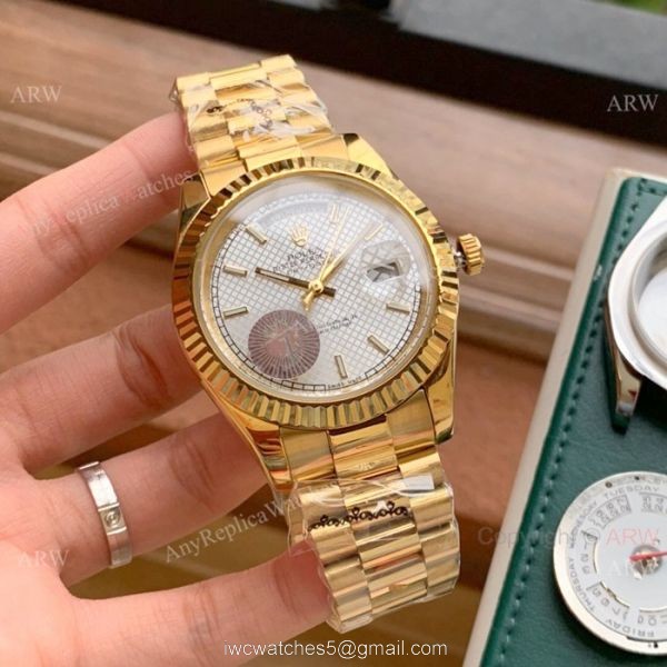 BP Factory Watches Replica Rolex DayDate II White Dial All Gold President Wristwatch 7