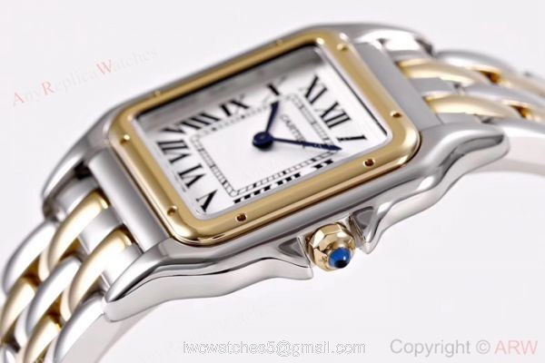 Copy Panthere De Cartier 2-Tone White Dial Watch Swiss Quartz Movement 7