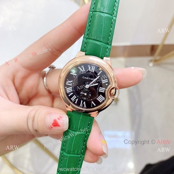 Fake Cartier Ballon Bleu Cartier Watch Lady 36mm Blue Leather Band 7