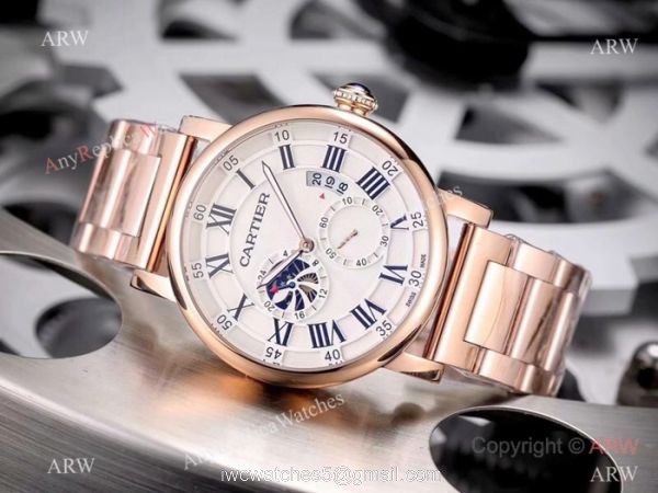 Copy Cartier Rotonde De Stainless Steel White Dial 42mm Watch 7