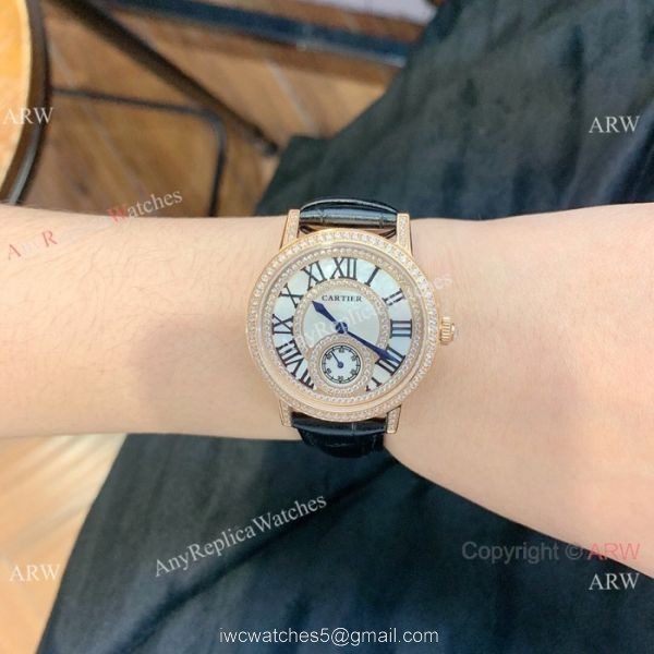 Cartier fashion watches for Women Gold Diamond Case 7