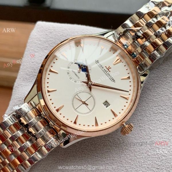 New Copy Jaeger leCoultre Moonphase Watch Two Tone Rose Gold Watch Band 7