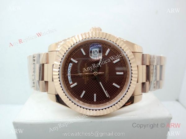 Copy Rolex Day-Date Chocolate Dial Rose Gold 40mm Watch 7