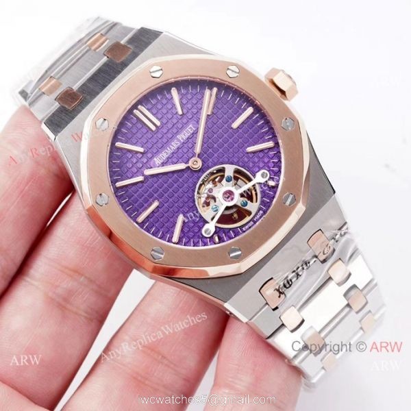 Copy Audemars Piguet Royal Oak Tourbillon Swiss 2924 Watches 2-Tone Rose Gold 7