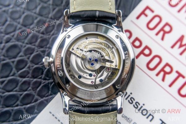 Swiss Replica Jaeger-LeCoultre Master Watch Silver Face Black Leather Strap 7