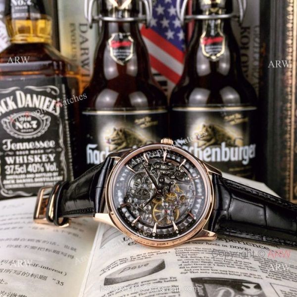 Best Quality Replica Jaeger-LeCoultre Skeleton Rose Gold Men Watch 7