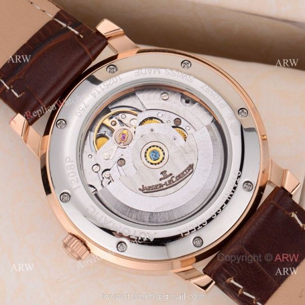 2019 Copy Jaeger LeCoultre Master White Dial Black Leather Strap Watch 7