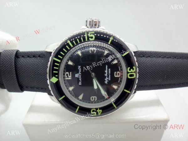 Fake Blancpain Fifty Fathoms Black Dial SS Watch Swiss Quality 7