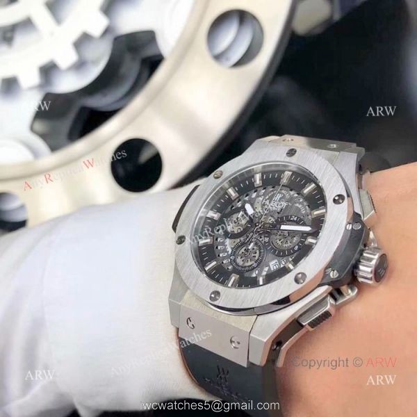 Fake Hublot Big Bang Chronograph Men Watch SS Black Rubber Band 7