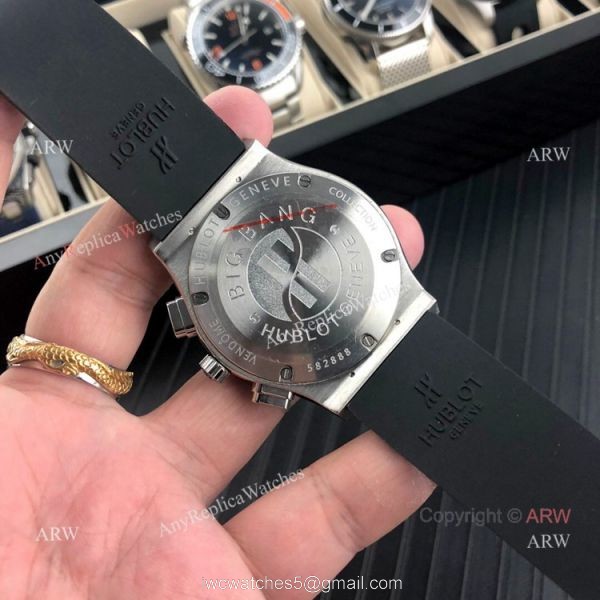 Iced Out Hublot Knock off Watches Classic Fusion SS Black Rubber Strap 7