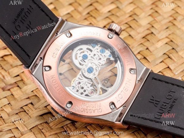 Copy Hublot Classic Fusion Tattoo Wristwatch Black Gummy Strap 7