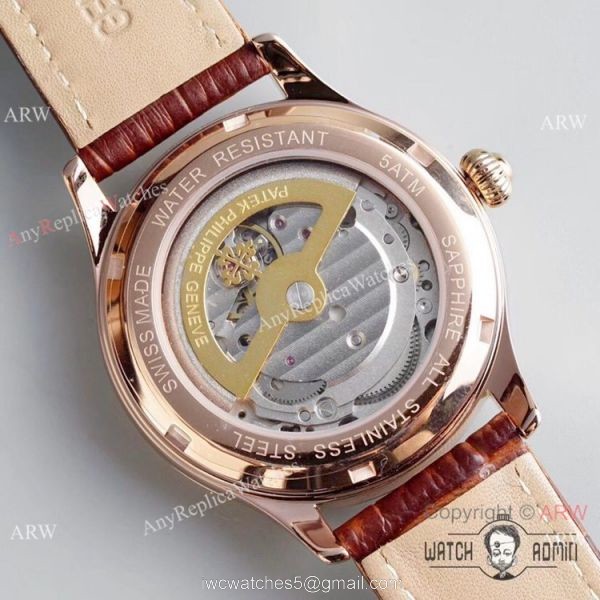Swiss Grade 1 Patek Philippe AAA Watch Rose Gold Moonphase Men Size 7
