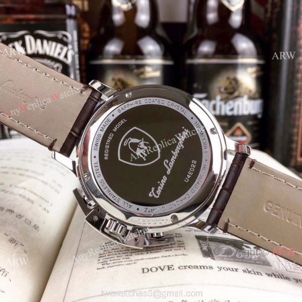 New Copy Lamborghini Herrenuhr Chronograph watch SS Black Dial 7