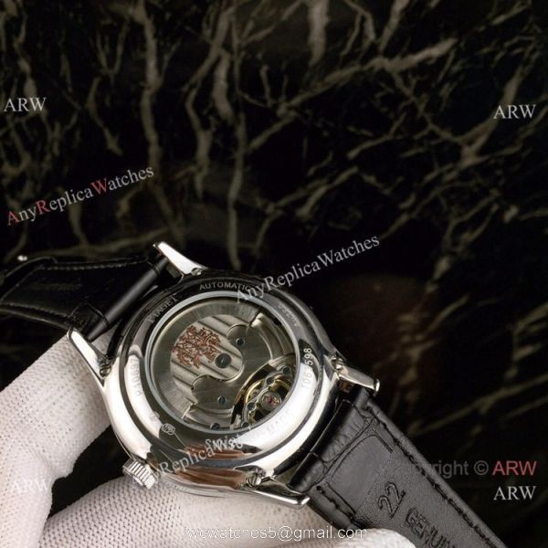 Piaget Polo Tourbillon Copy Watches White Dial Black Leather Strap 7