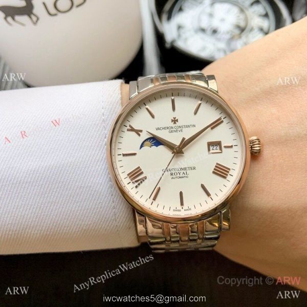 Top Grade Vacheron Constantin Moon phase Watch 2-Tone Rose Gold 40mm 7