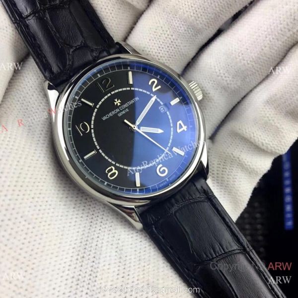 Copy Vacheron Constantin Geneve Stainless Steel Black Watch Low Price 7