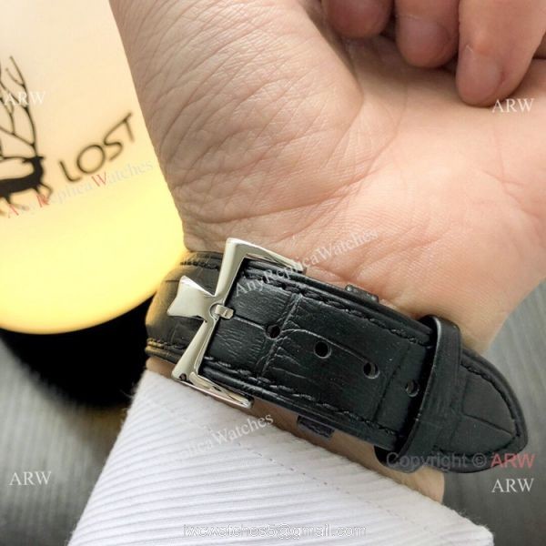 Copy Vacheron Constantin Geneve 40m Men Watch Black Dial Black Leather Strap 7
