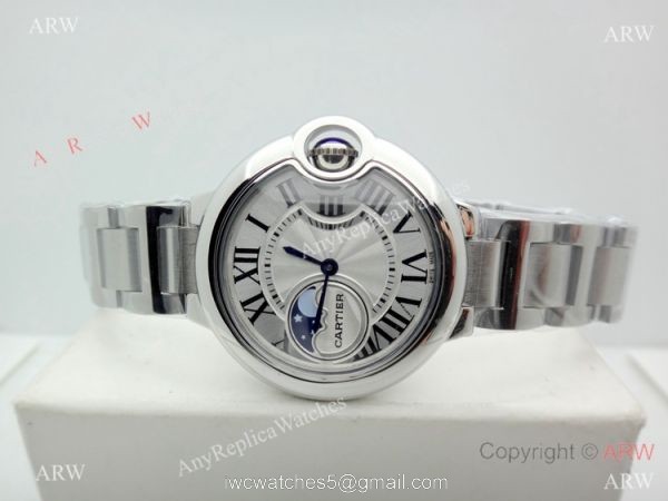Copy Cartier Ballon Bleu Moonphase Watch Stainless Steel Sapphire crystal 7