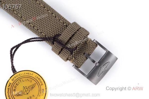 GB Swiss Replica Breitling Avenger blackbird V2 Watch Titanium Case Green Strap 7
