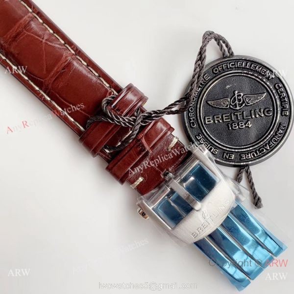 Swiss Grade Copy Breitling Premier 40mm Watch Gray Rhodium Face Leather Strap 7